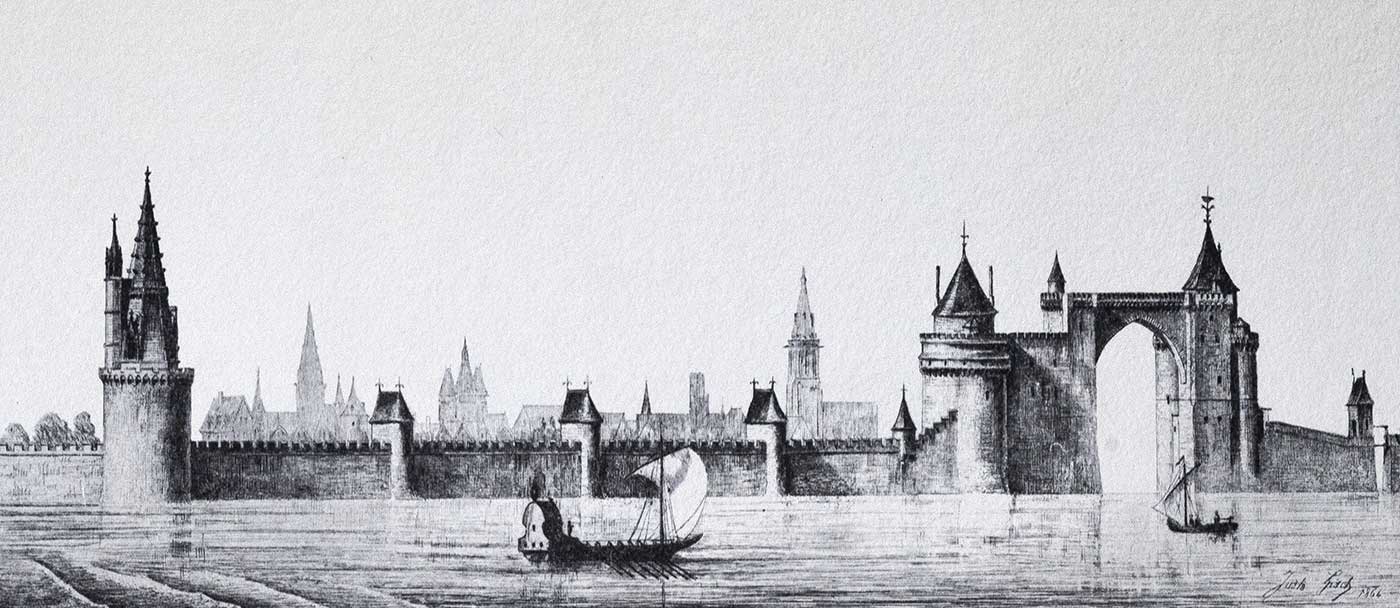 gravure de l'ancien port de la rochelle